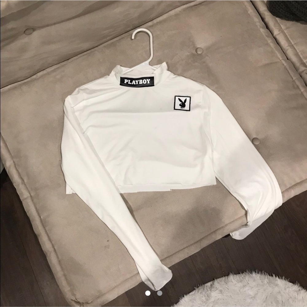 Playboy mock neck crop top